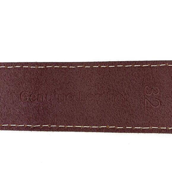 Timberland Men's Leather Belt Brown Topstitching Silver Hardware Size 32 - Picture 4 of 8